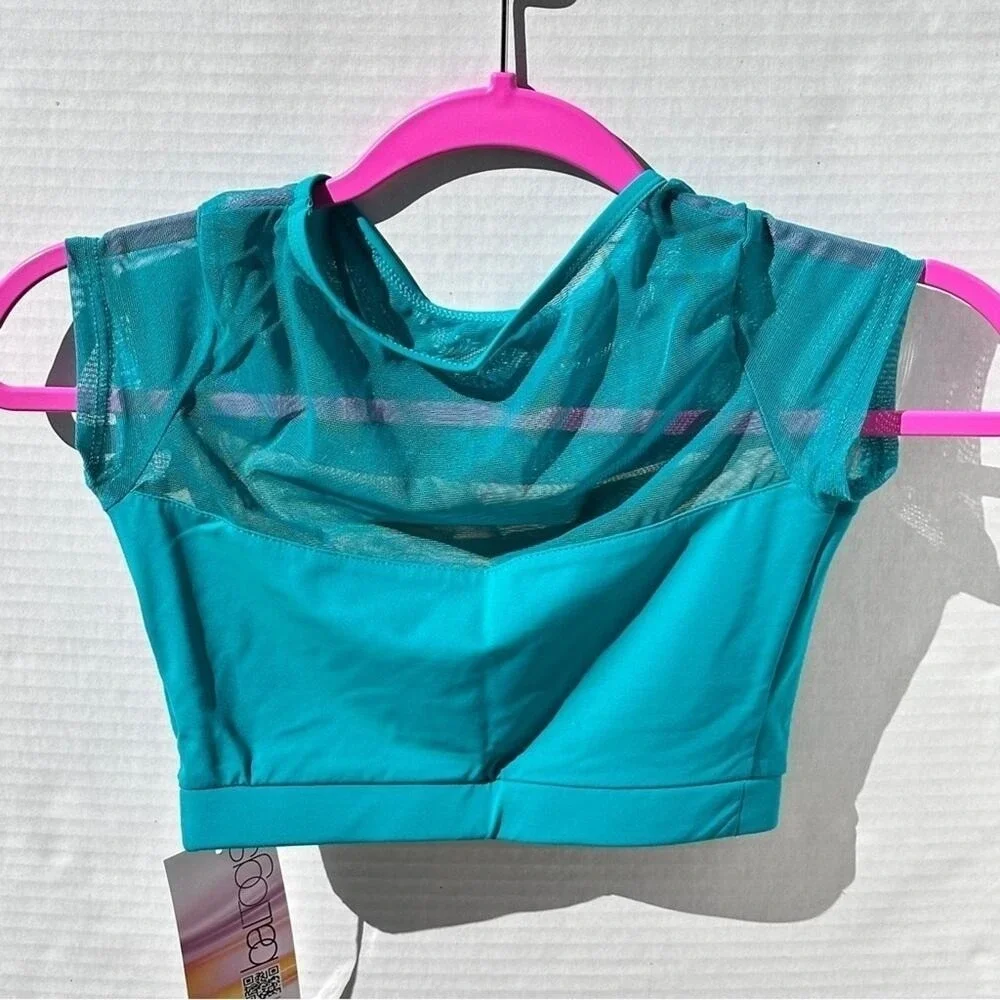 AM Baltogs dance dancewear Crop top‎ jade green NWT adult Medium